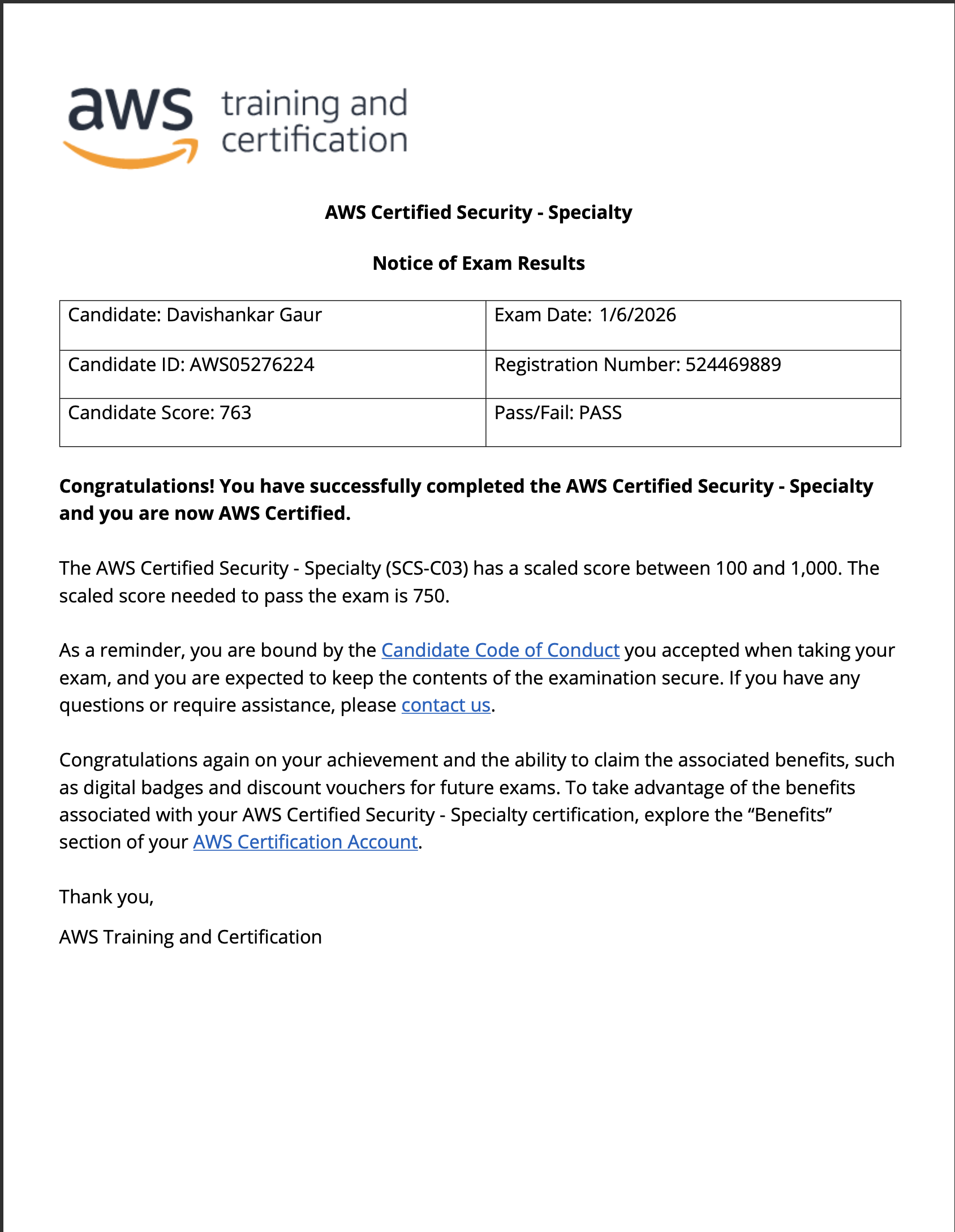 AWS Certified Security